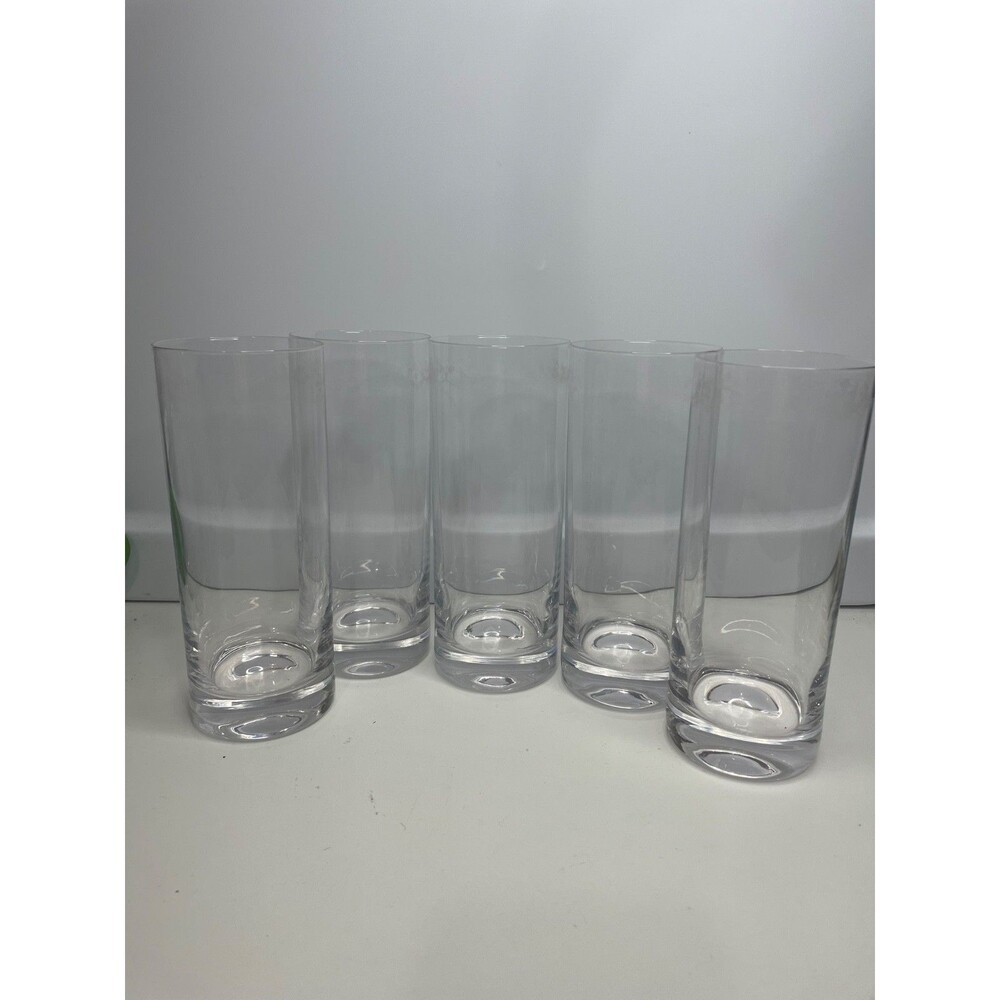 5 Williams Sonoma Encore Highball Glass Minimalist Signed Barware ABOUT 6.5"H